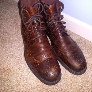 Mens Aston Grey Wingtip Boots 